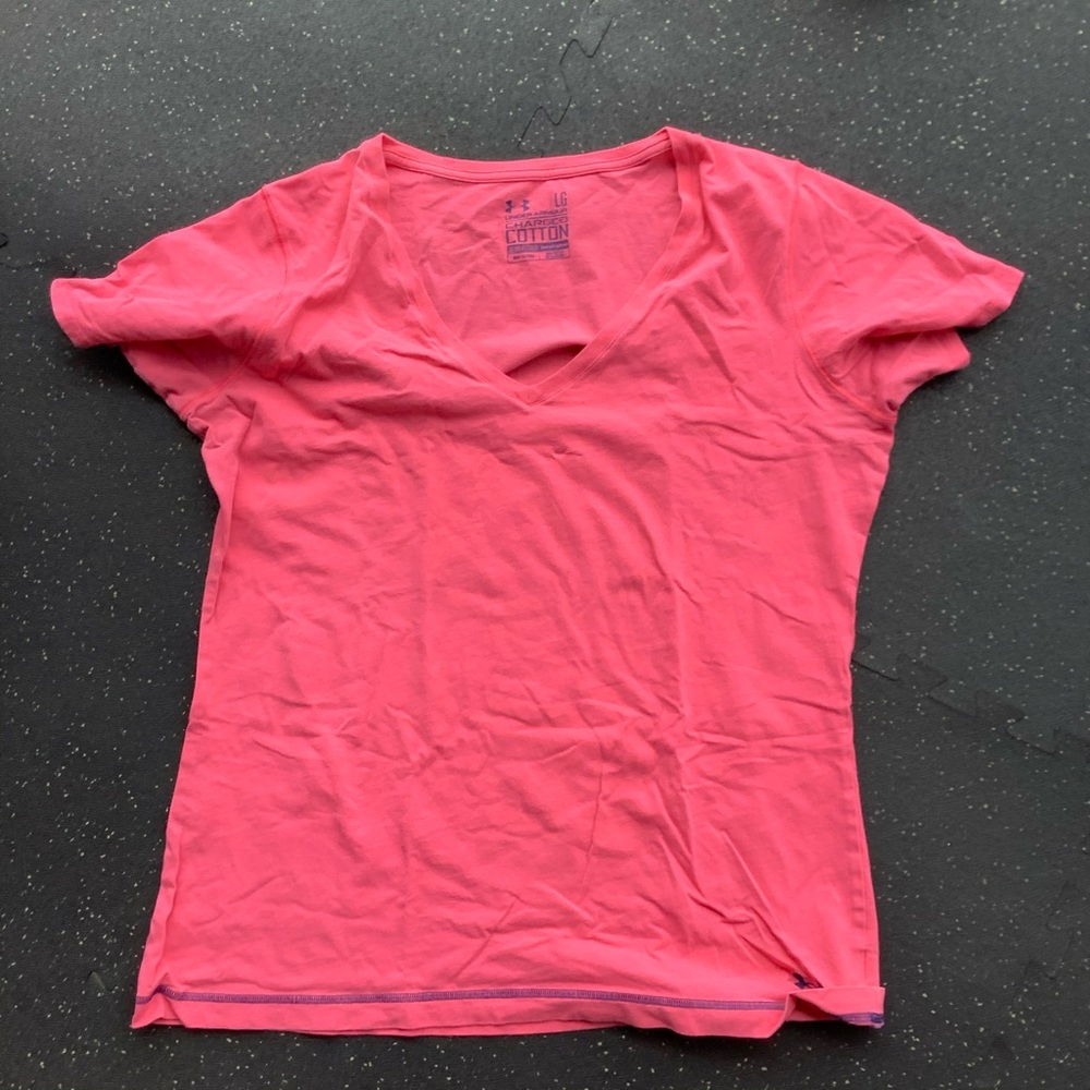 Under Armour Heatgear Orange vneck charged cotton